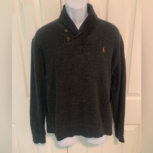 Polo By Ralph Lauren Button Collar Charcoal Estate Rib Classic Designer‎ Size L